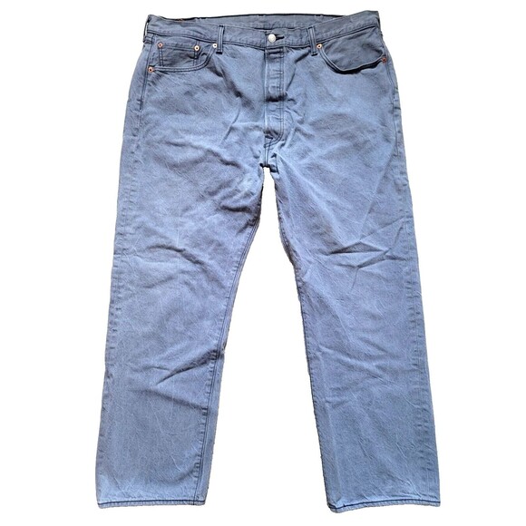 EUC Levi's 501 Button Fly Jeans White Oak Cone Denim Blue Straight Leg 42x28